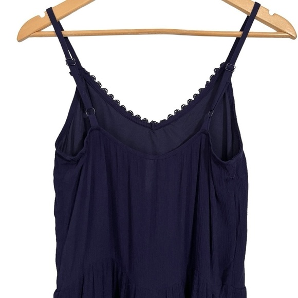 NWT Xhilaration Romper w/Adj. Spaghetti Straps & Embroidered Trim Navy Blue - Picture 4 of 10